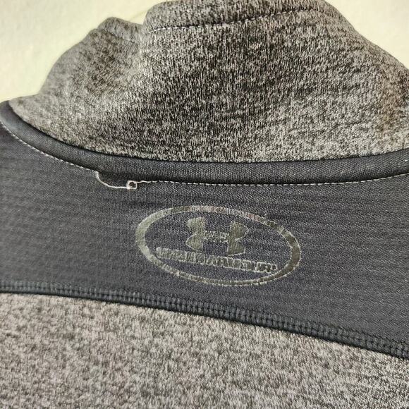 Under Armour 1/4 Zip Pullover Fitted Coldgear Mens Size Small Gray Black - Picture 5 of 6